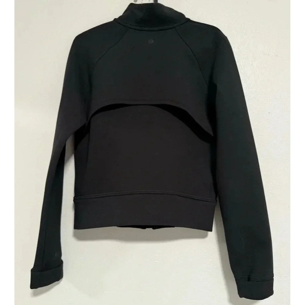 Lululemon size 6 black‎ zip up stretchy bomber jacket with breathable mesh
